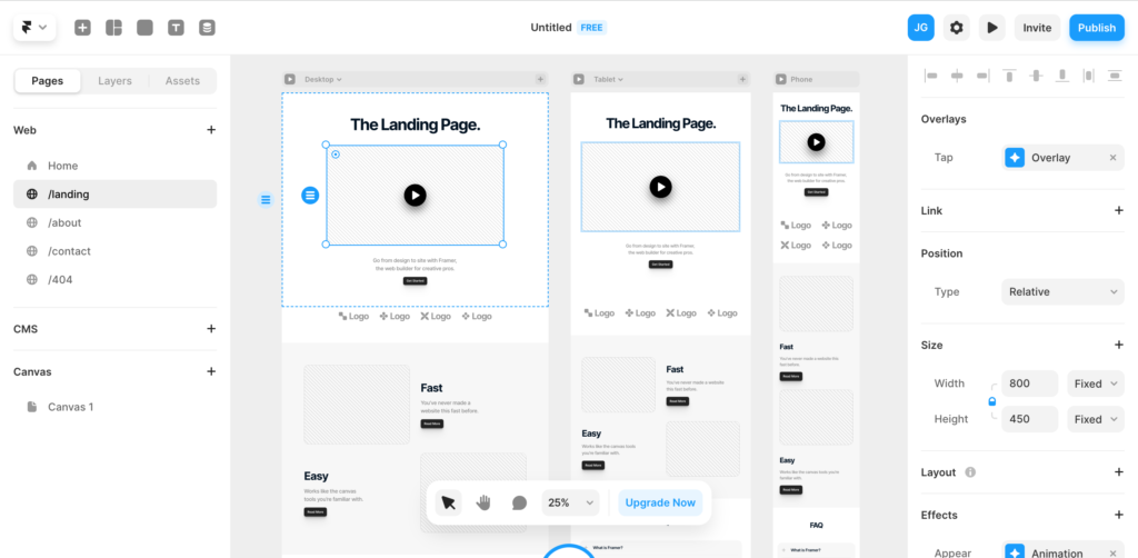 Framer, editor interno de la herramienta